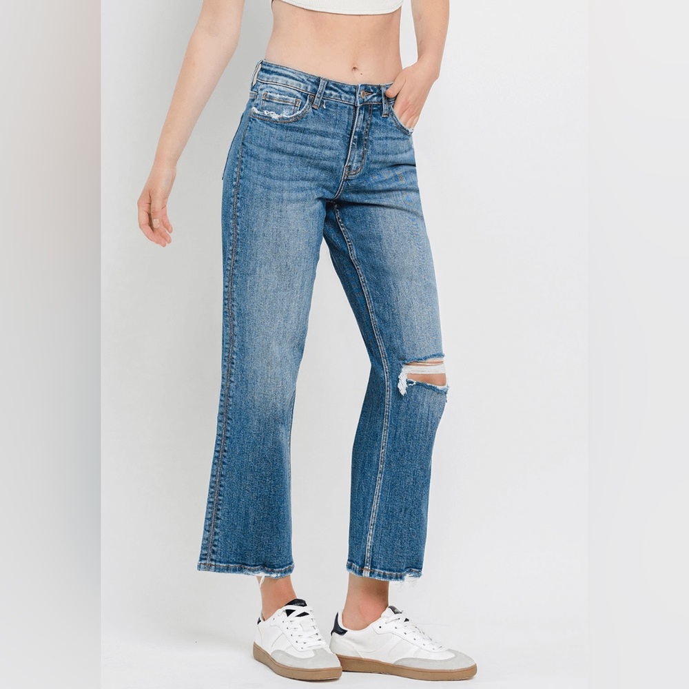 Lovervet High Rise Slim Wide Leg Crop Jeans - Picture 2 of 5